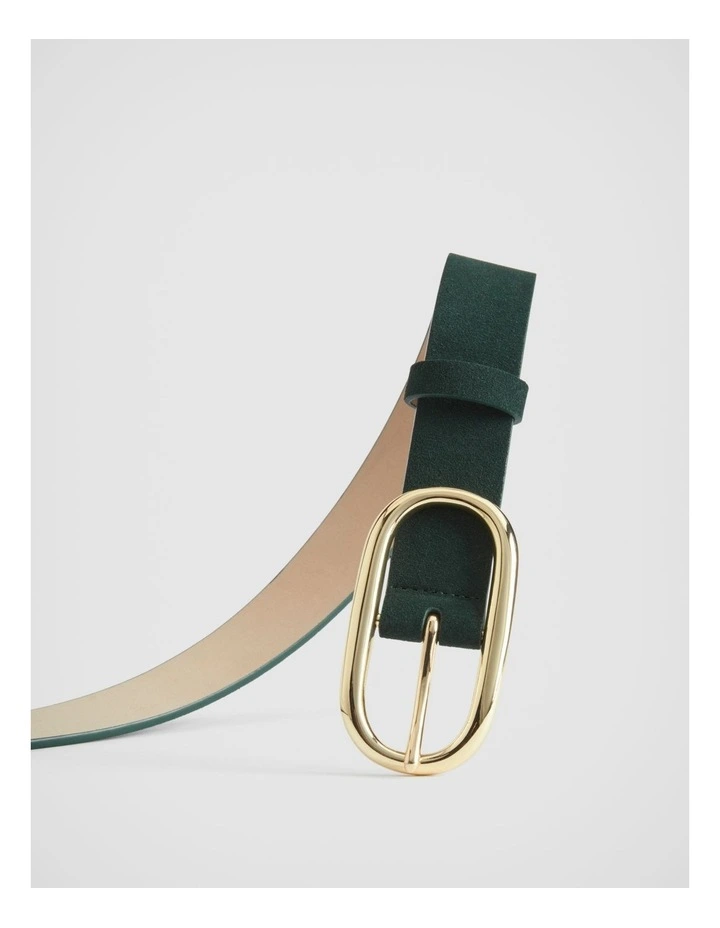 Oval Buckle Suede Belt in Teal Green image 3