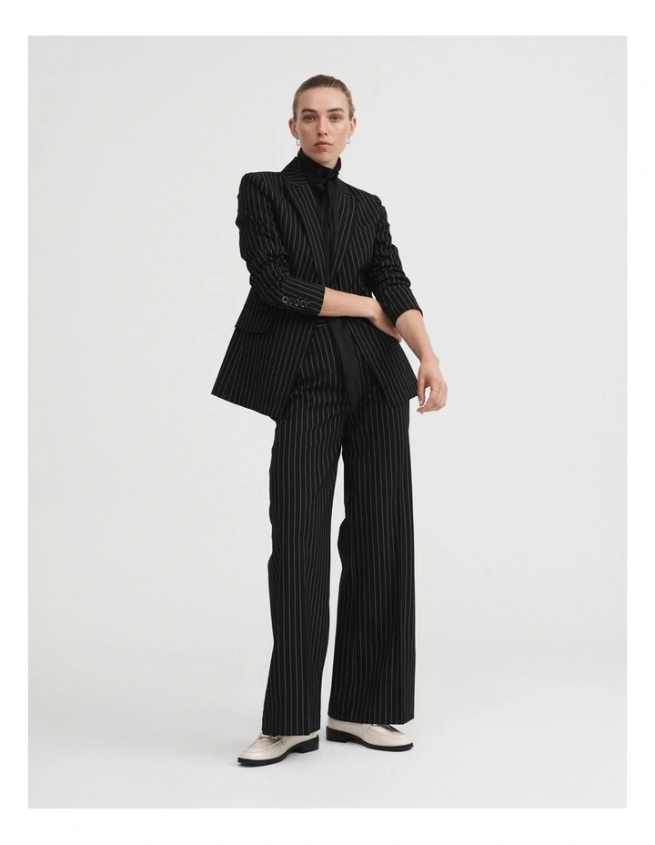 Single-breasted Pinstripe Blazer in Black image 3