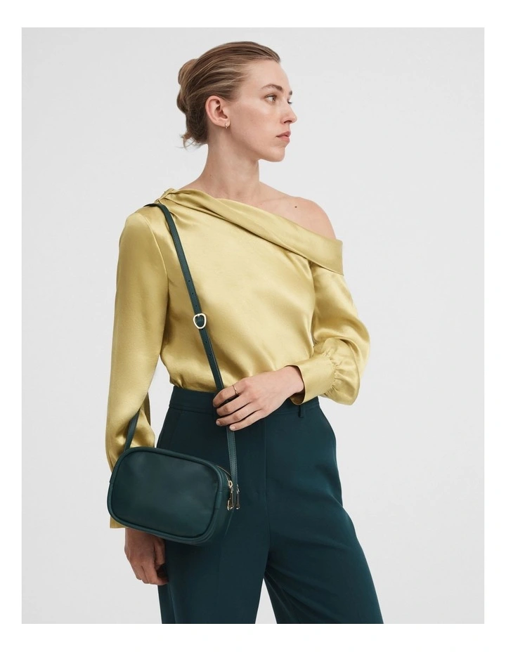 Soft Leather Camera Bag in Teal Green image 2