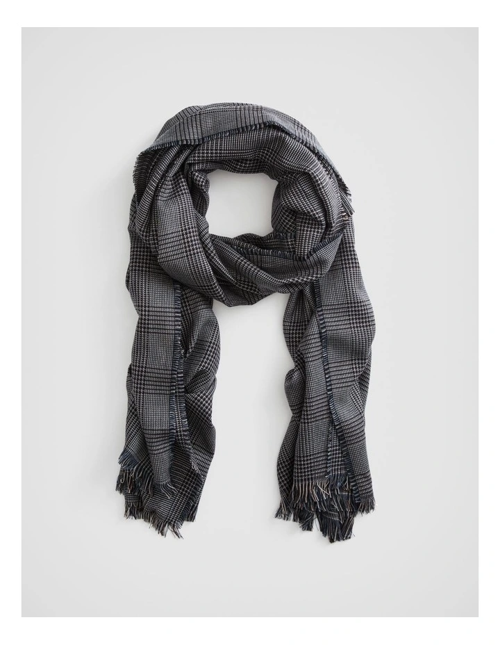 Check Woven Scarf in Black image 1