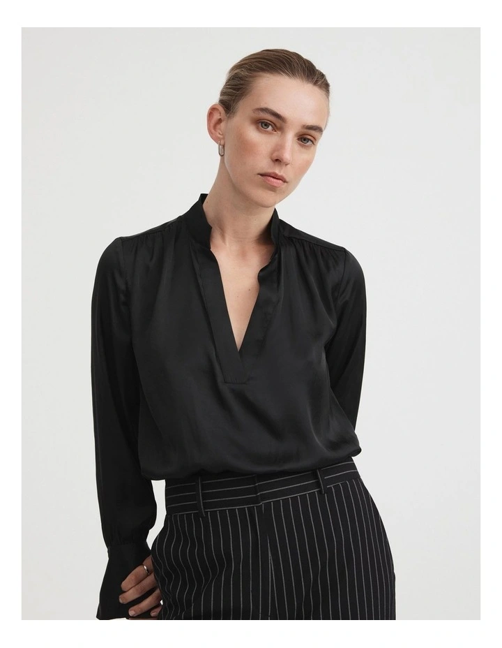 Modern Cuff Blouse in Black image 2