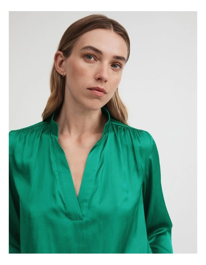 Modern Cuff Blouse in Aqua Green image 1