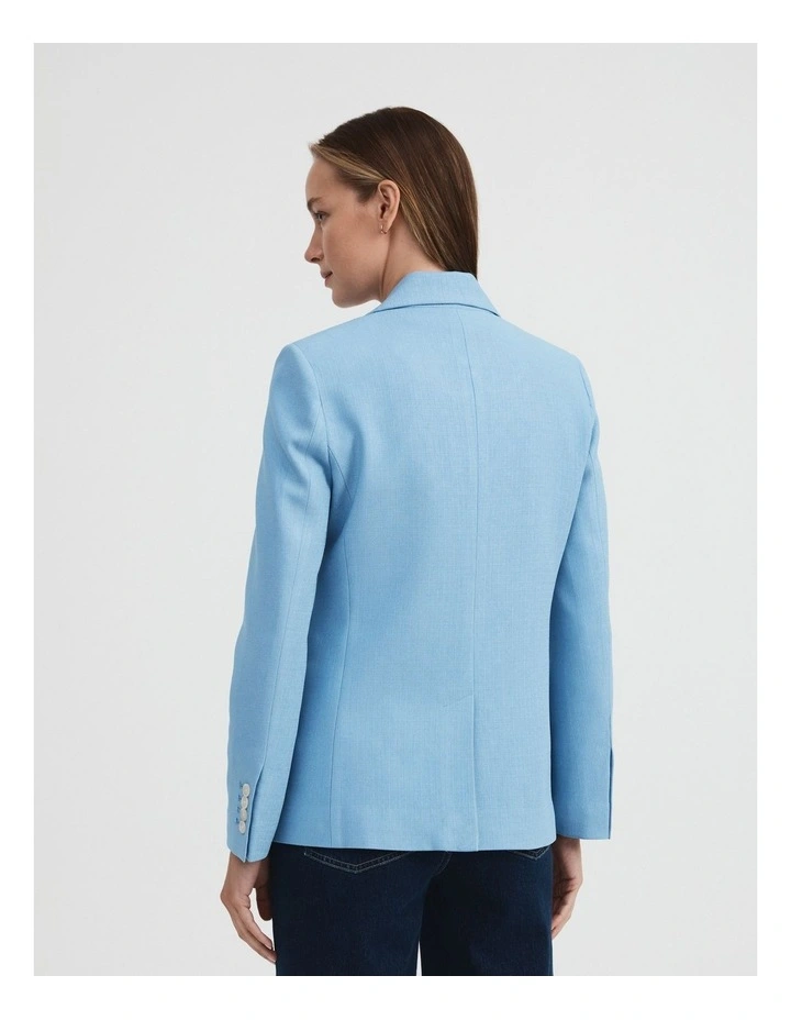 Acetate Blend Double-breasted Blazer in Dusty Blue image 5