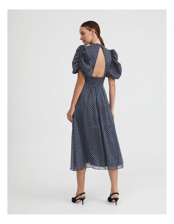 Spot Print Midi Dress in Washed Navy image 4