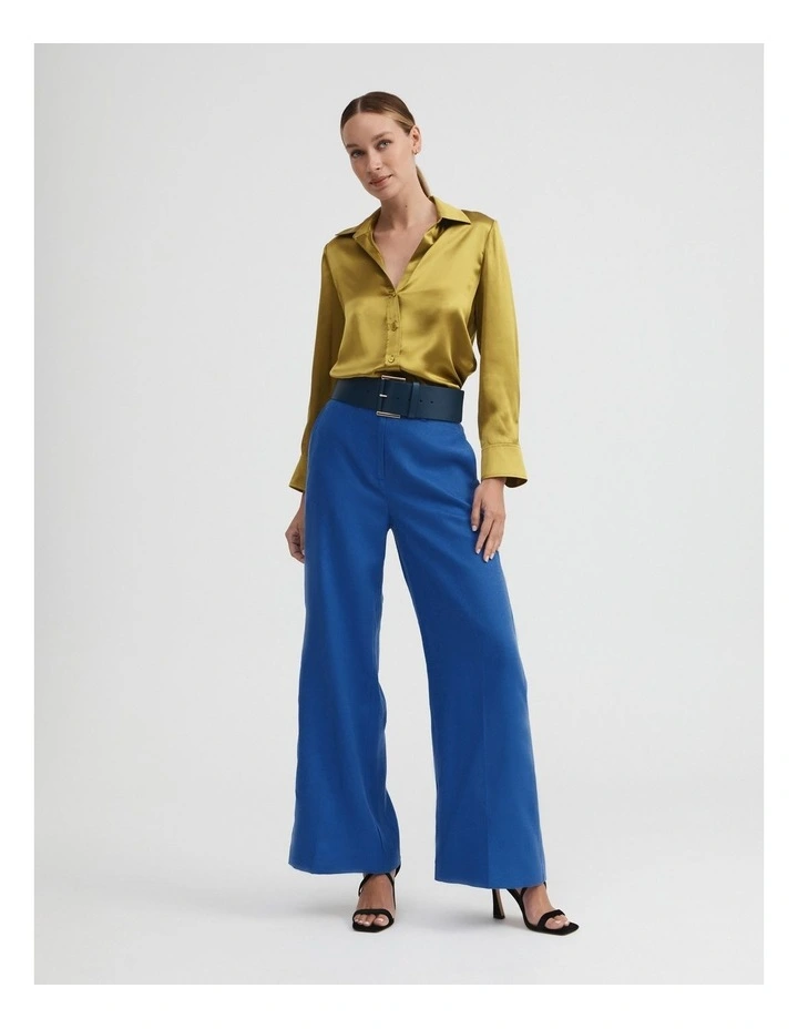 Silk Satin Shirt in Chartreuse image 3