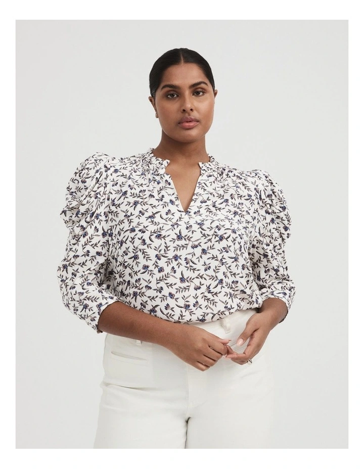 Painterly Print Blouse in Beech image 3