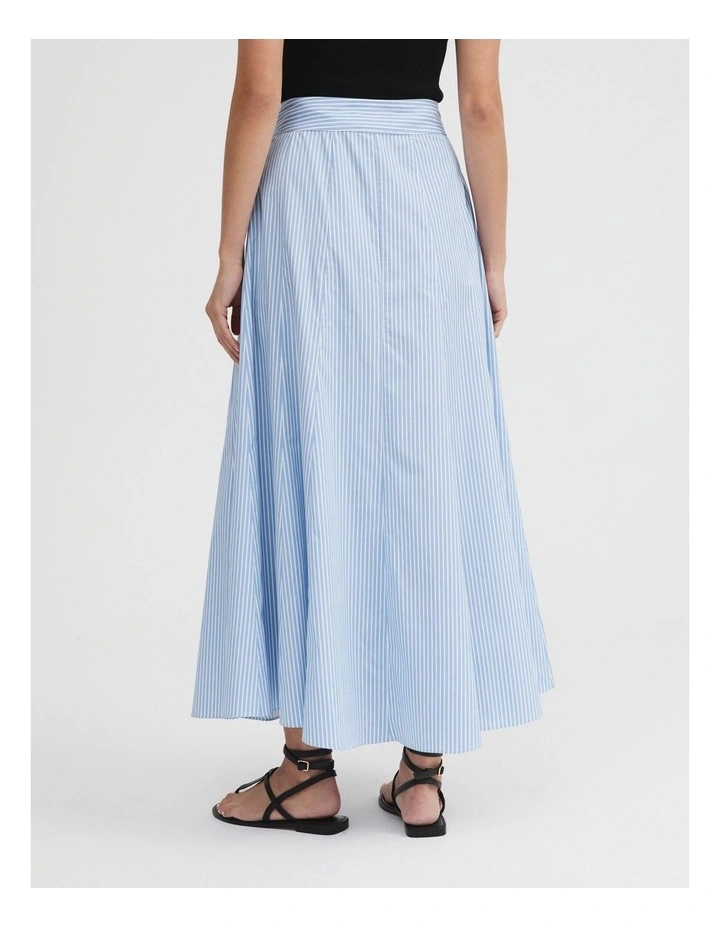 Witchery Stripe Button Through Maxi Skirt in Mallard Blue MYER