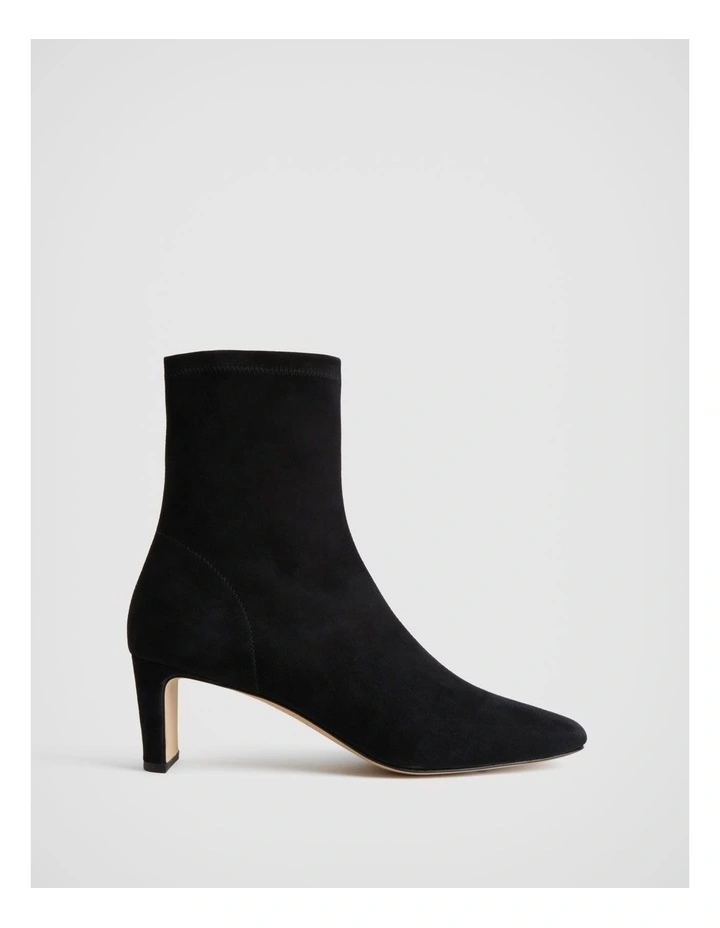 Suede 65mm Heel Bootie in Black image 1