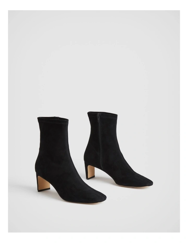 Suede 65mm Heel Bootie in Black image 3