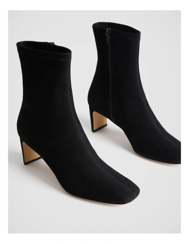 Suede 65mm Heel Bootie in Black image 4