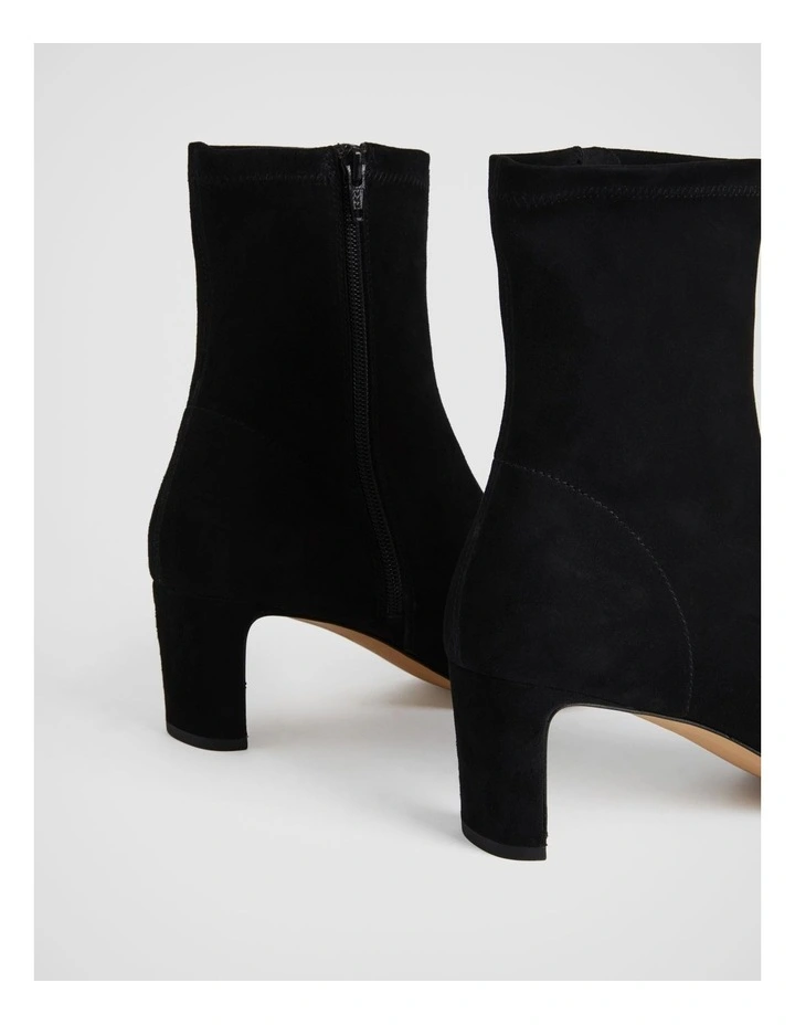 Suede 65mm Heel Bootie in Black image 5