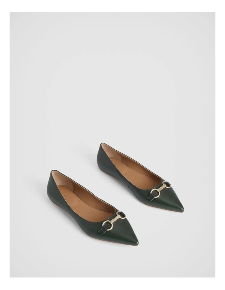 Snaffle Leather Pointed Flat in Teal Green image 3