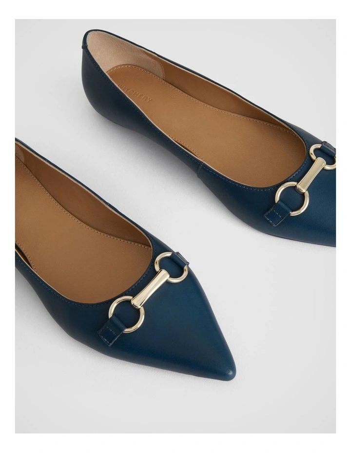 Witchery Snaffle Leather Pointed Flat in Cobalt MYER
