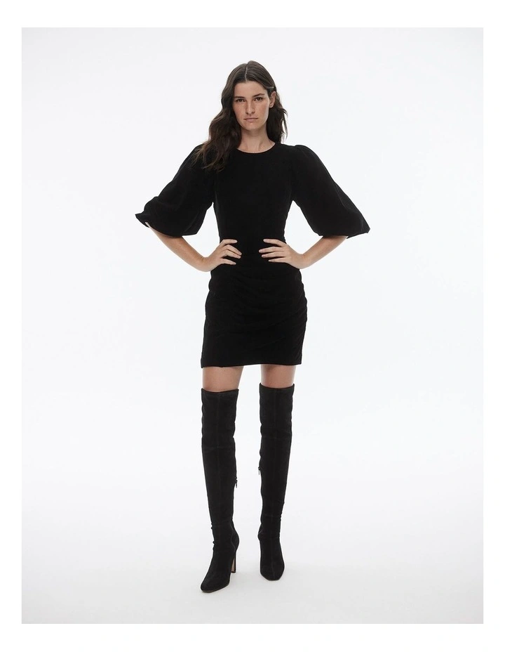 Velvet Mini Dress in Black image 1