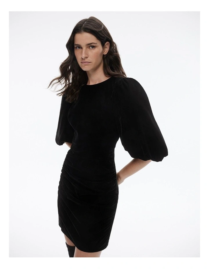 Velvet Mini Dress in Black image 2