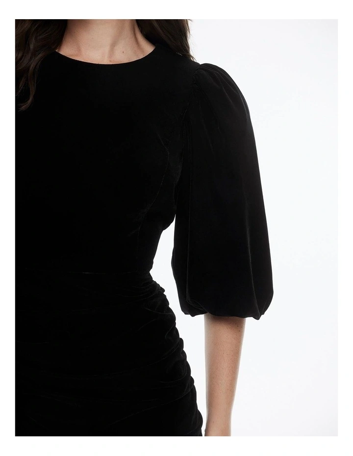 Velvet Mini Dress in Black image 3