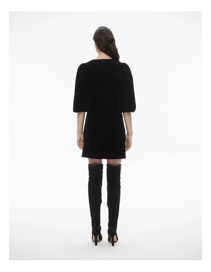 Velvet Mini Dress in Black image 4
