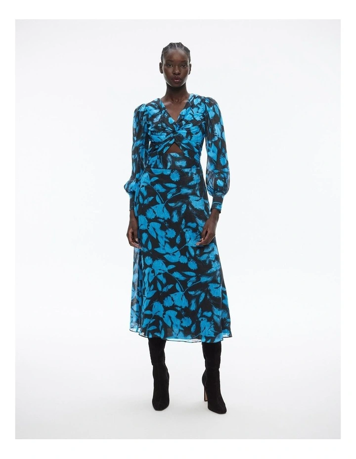 Witchery Abstract Textured Print Dress in Mallard Blue MYER