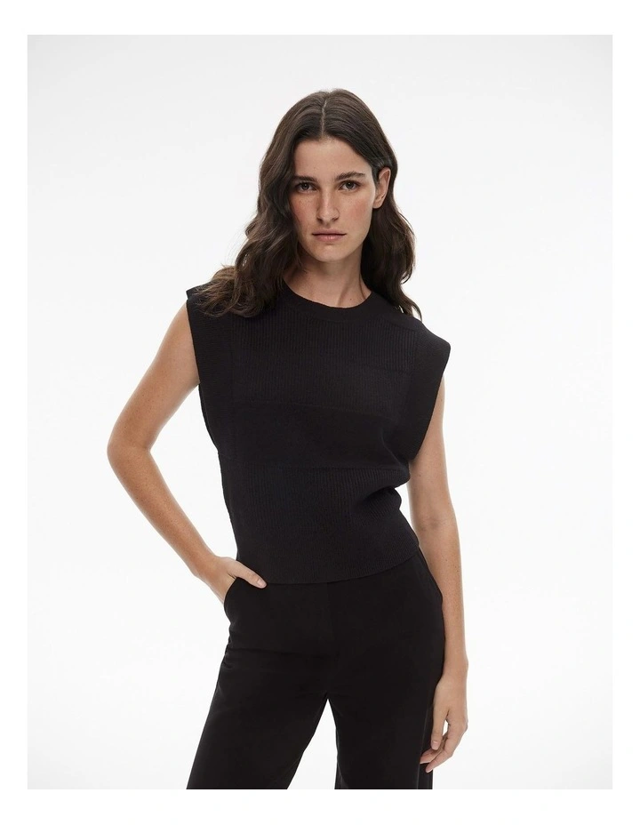Witchery Merino Crew Vest Knit In Black | MYER