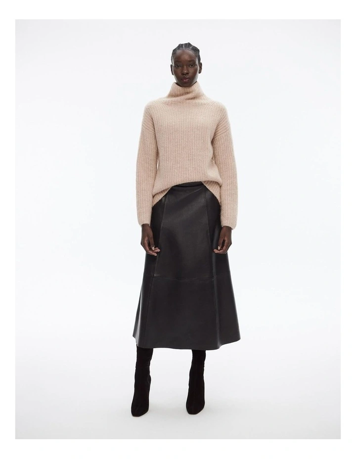 Mock Neck Slouch Knit in Beige image 3