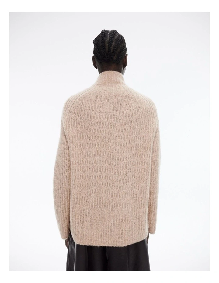 Mock Neck Slouch Knit in Beige image 4