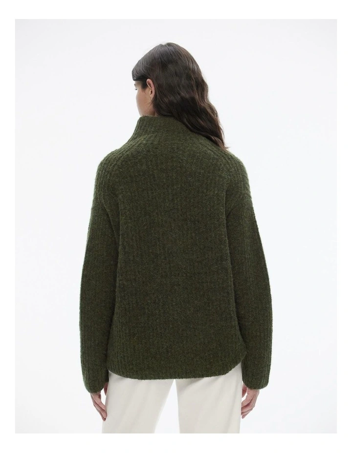 Mock Neck Slouch Knit in Dark Forest image 5