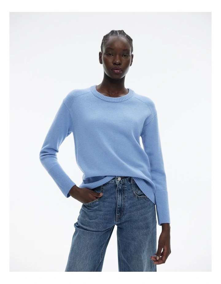 Drop Shoulder Crew Knit in Harbour Blue image 1