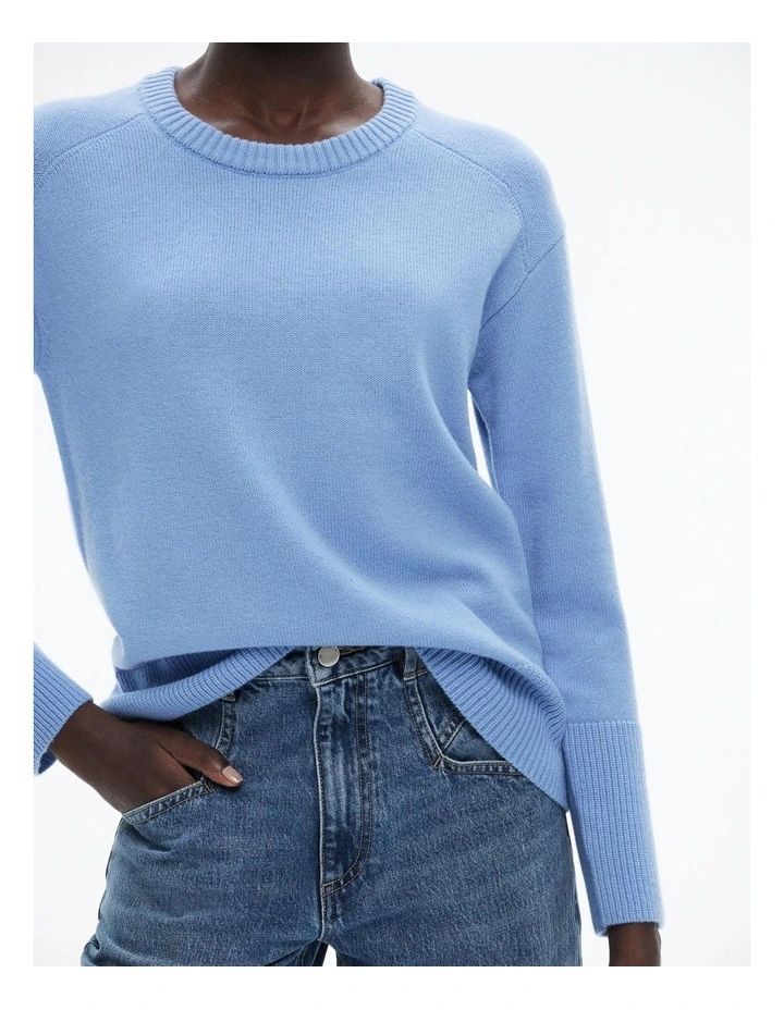 Drop Shoulder Crew Knit in Harbour Blue image 2