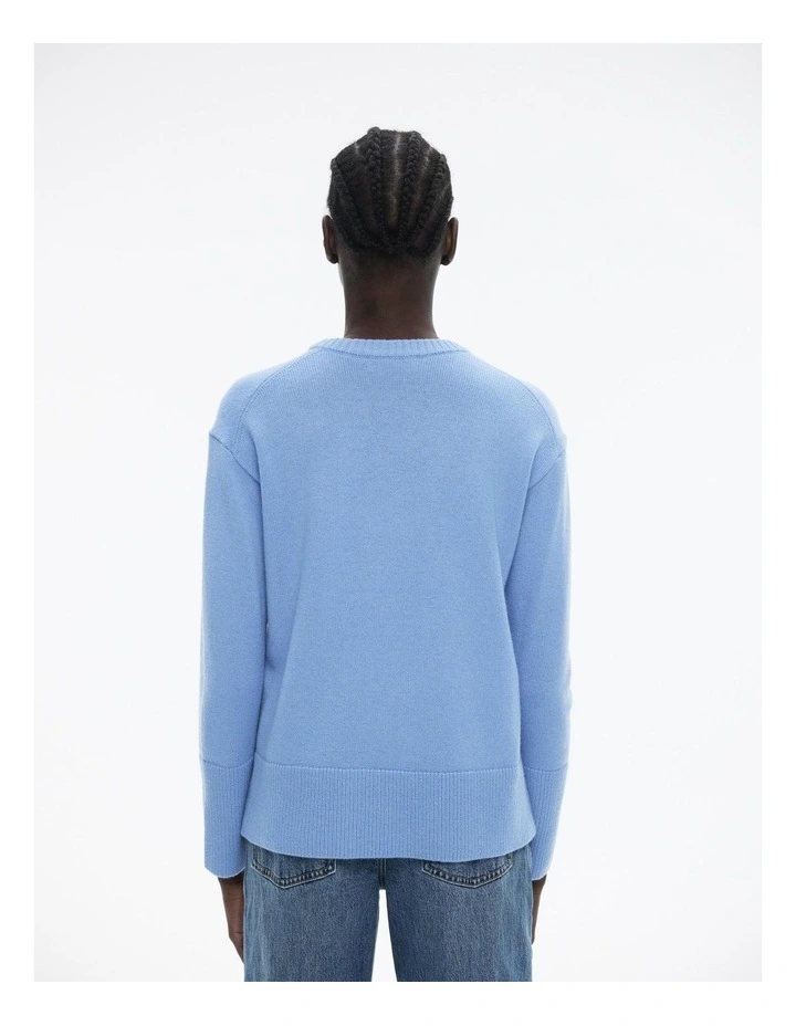 Drop Shoulder Crew Knit in Harbour Blue image 4