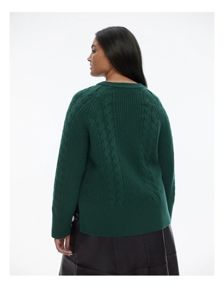 Witchery Cable Crew Neck Knit in Petrol Green MYER