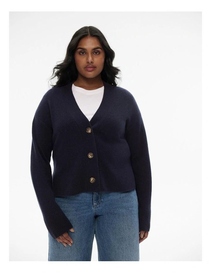 Wool Blend Knit Cardigan in Regatta Blue image 2