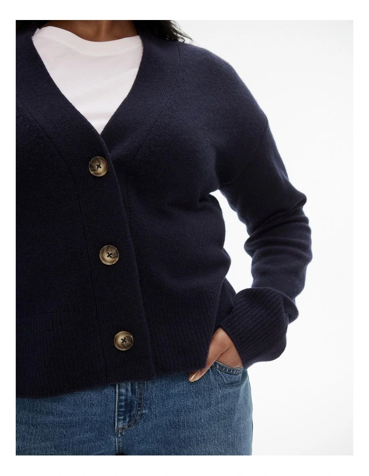 Wool Blend Knit Cardigan in Regatta Blue image 3