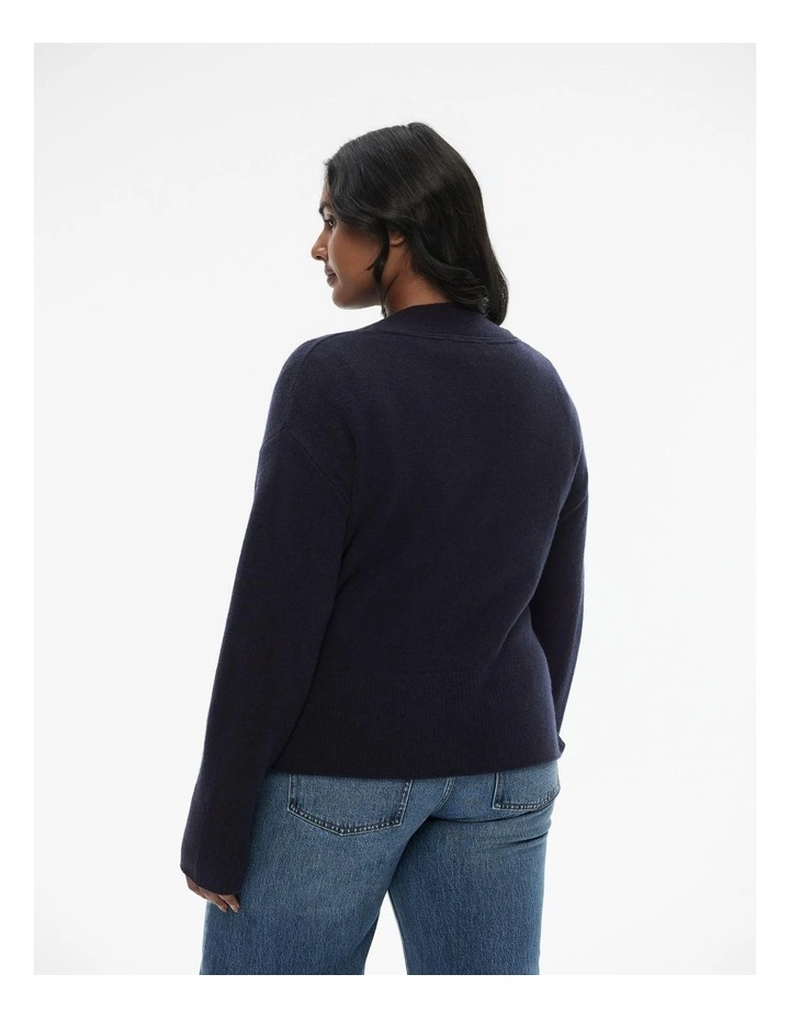 Wool Blend Knit Cardigan in Regatta Blue image 4