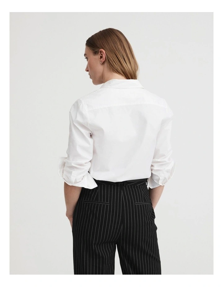 Slim Cotton Shirt in Pure White image 4