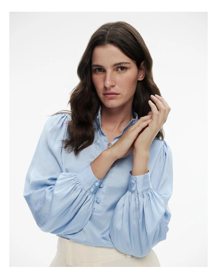 Button Up Blouse in Baby Blue image 4