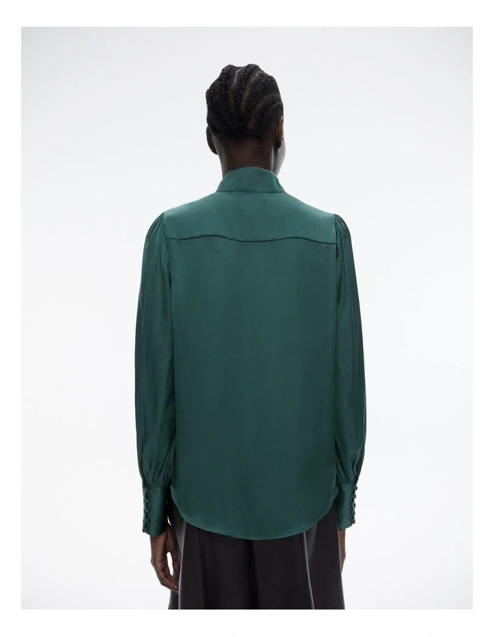 Button Up Blouse in Green image 5