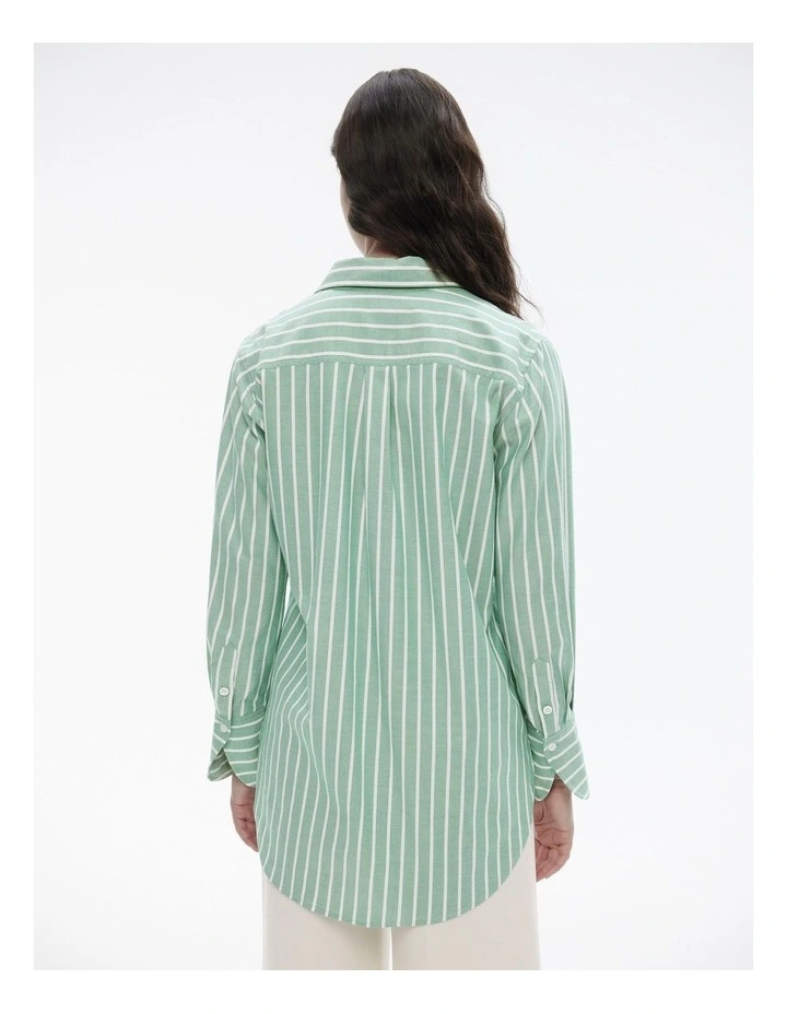 Cotton Stripe Oxford Shirt in Sea Green image 5