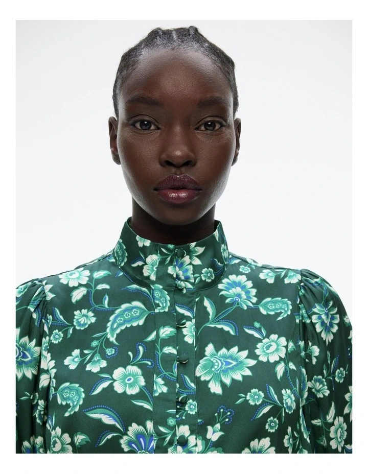 Floral Paisley Button Blouse in Pine image 2