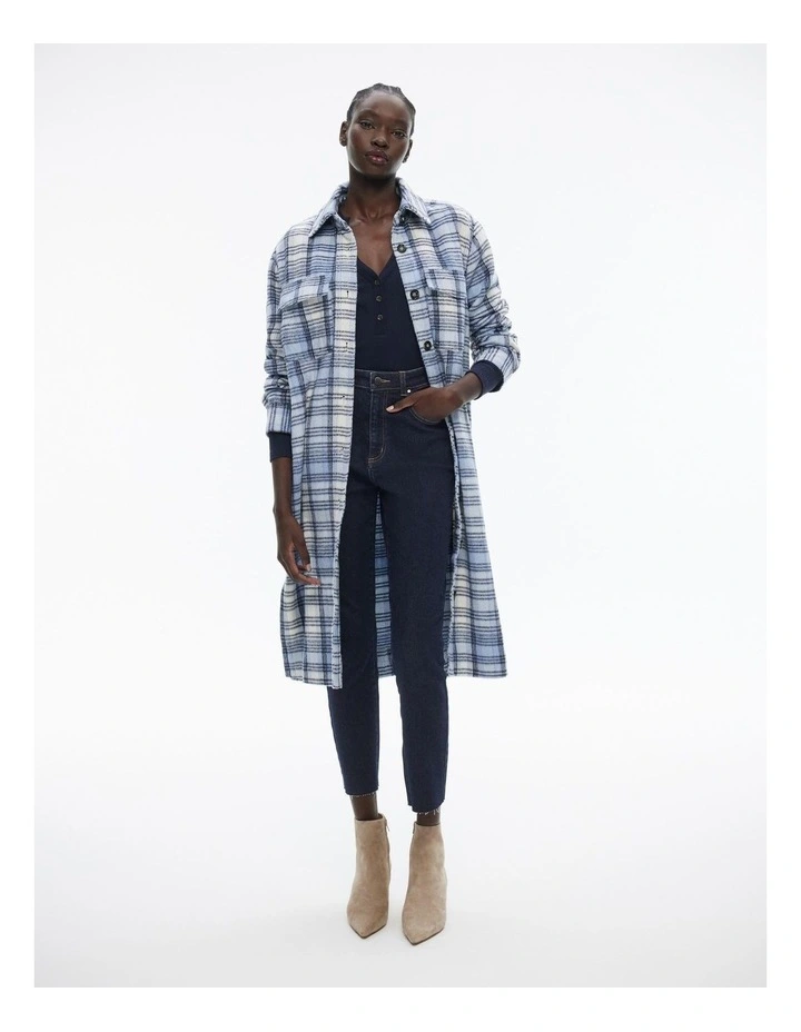 Cotton Blend Rib Henley Long Sleeve Top in Regatta Blue image 3