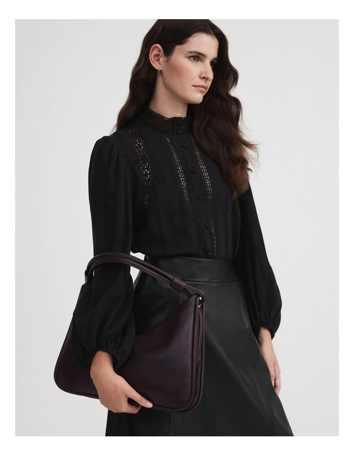Soft Leather Shoulder Bag in Plum image 5