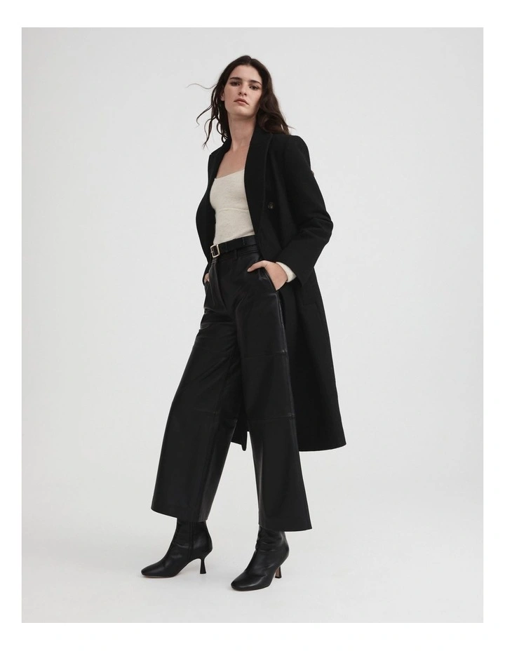Leather Round Toe Heeled Boot in Black image 5