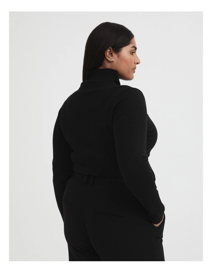 Wool Blend High Neck Knit in Black image 4