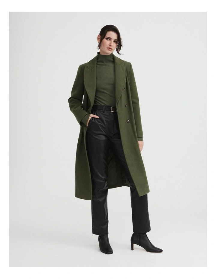 Wool Blend High Neck Knit in Olive image 3