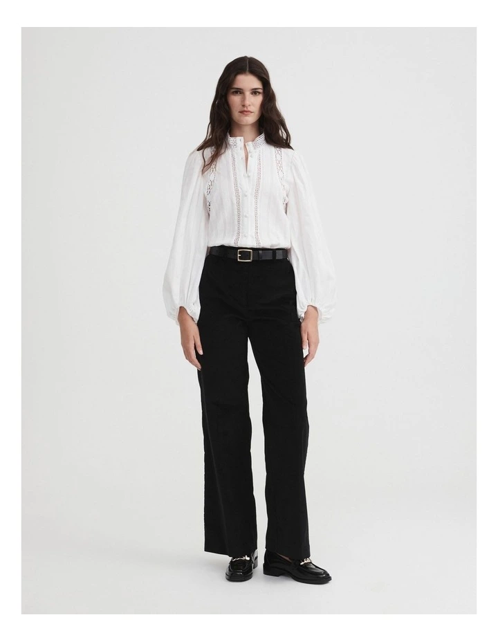Lace Detail Shirt in Chalk image 4