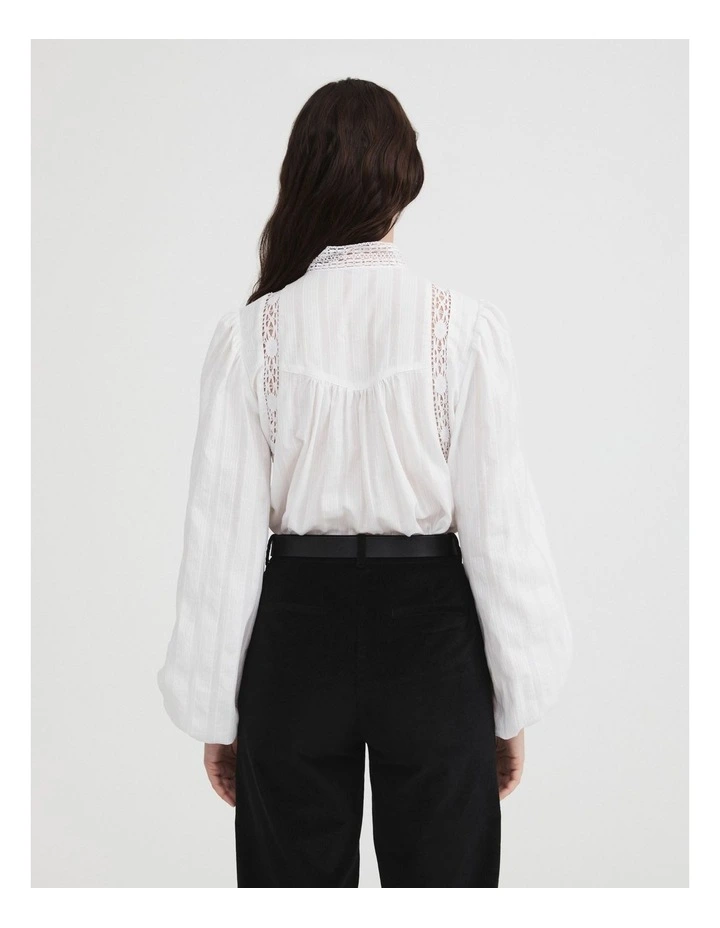 Lace Detail Shirt in Chalk image 5