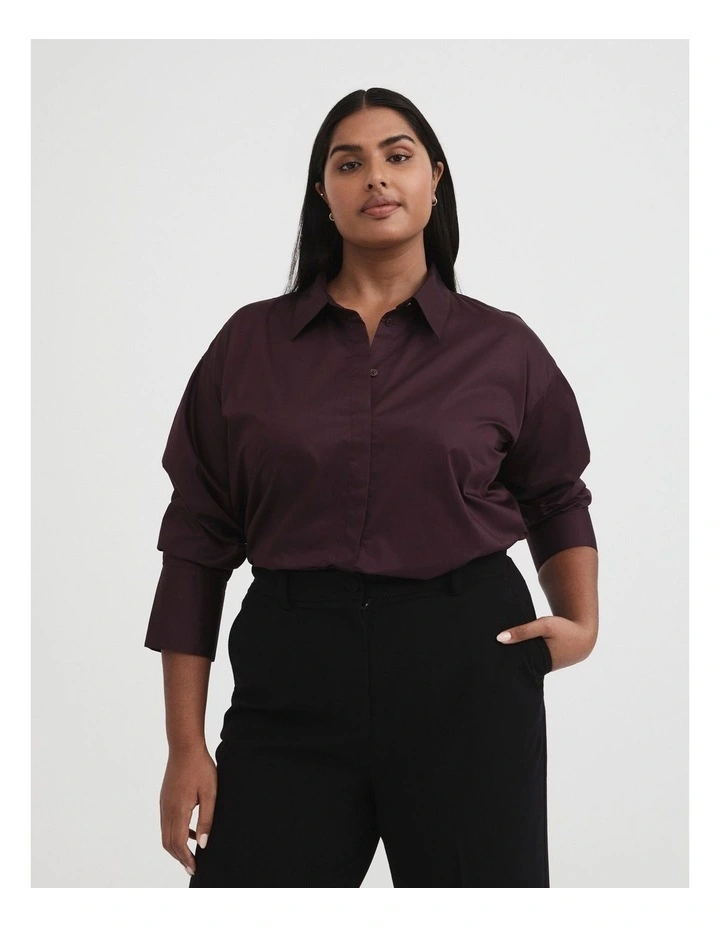 Cotton Cropped Shirt in Bordeaux image 1