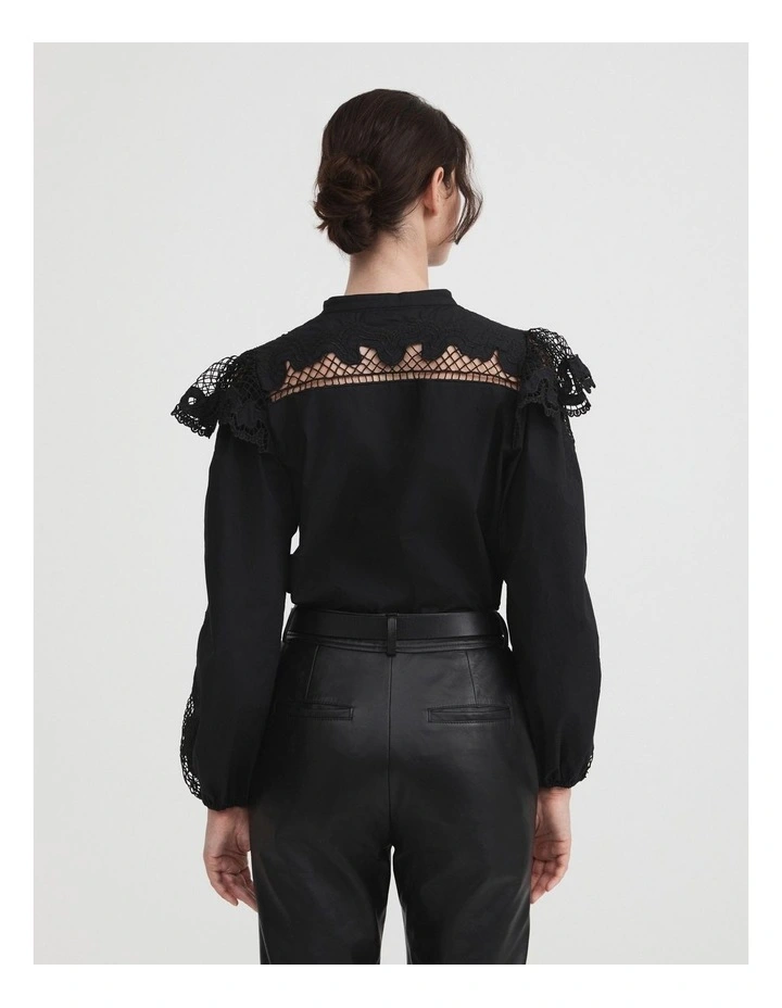 Cotton Lace Blouse in Black image 4