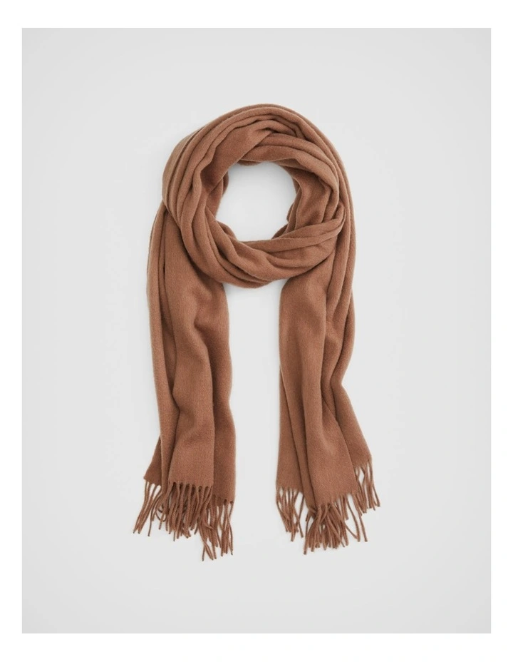 Luxe Essential Wool Blend Scarf in Camel image 1