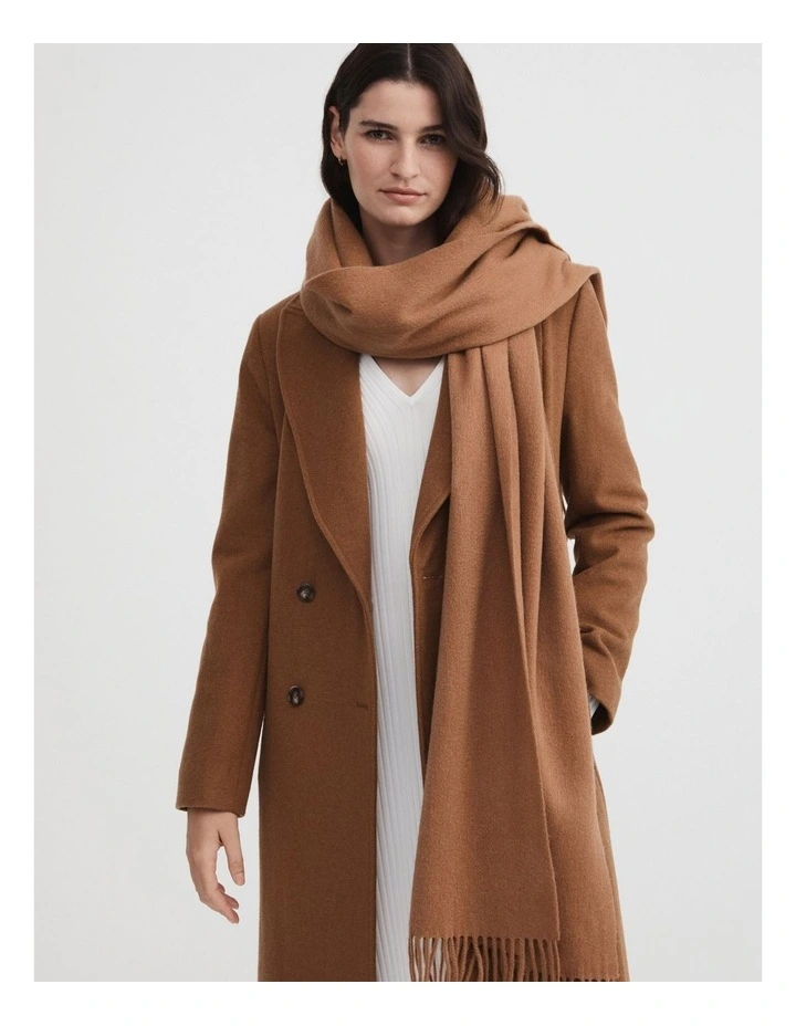 Luxe Essential Wool Blend Scarf in Camel image 3