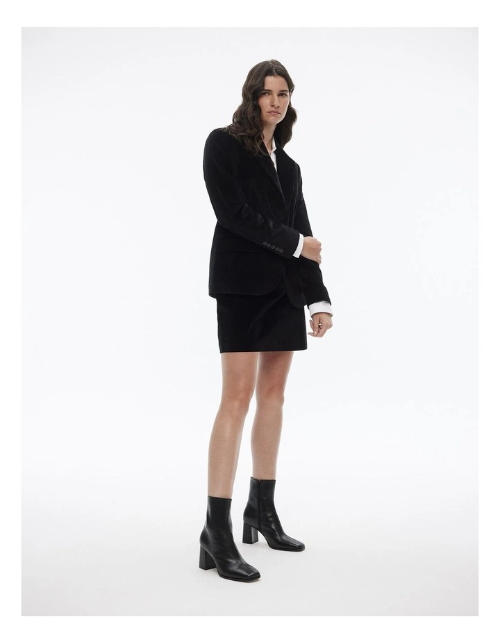 Square Toe Leather Heeled Boot in Black image 2